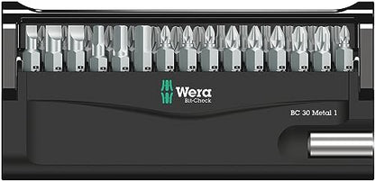 Wera Bit-Check 30 Metal 1 General bit set for drill/drivers, Metal jointing, PZ,PH,Hex-Plus,TX 30 piece, 05057434001