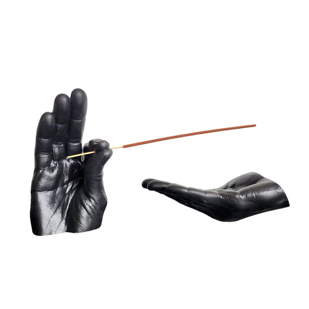 Hand Incense Holder for Sticks, Incense Burner Ash Catcher, Hand-Shaped Incense Burner Stand, for Meditation and Decoration (Black)