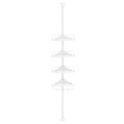 SONGMICS Shower Corner Shelf, 4-Tier Bathroom Shower Shelf, 85-305 cm Adjustable Shower Caddies, Bathroom Organiser, White BCB001A