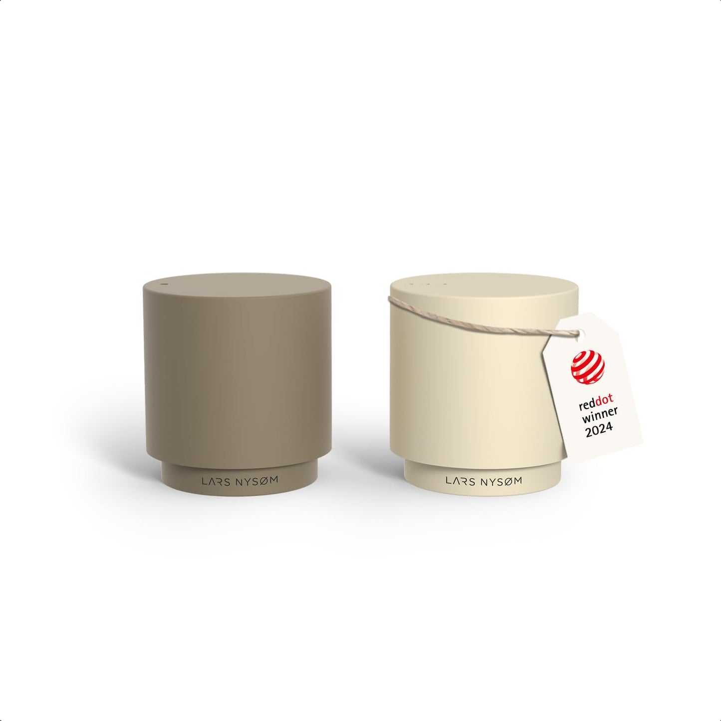 LARS NYSØM Mini Salt and Pepper Shakers Set | Stainless Steel Salt and Pepper Shakers with Modern Minimalist Design, Easy Refill, Small Size (Brown/Beige)