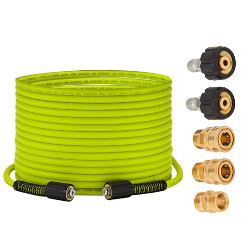 M MINGLE Pressure Washer Hose 50 FT x 1/4" - Replacement Power Wash Hose with Quick Connect Kits - High Pressure Hose with M22 14mm Fittings - 3600PSI