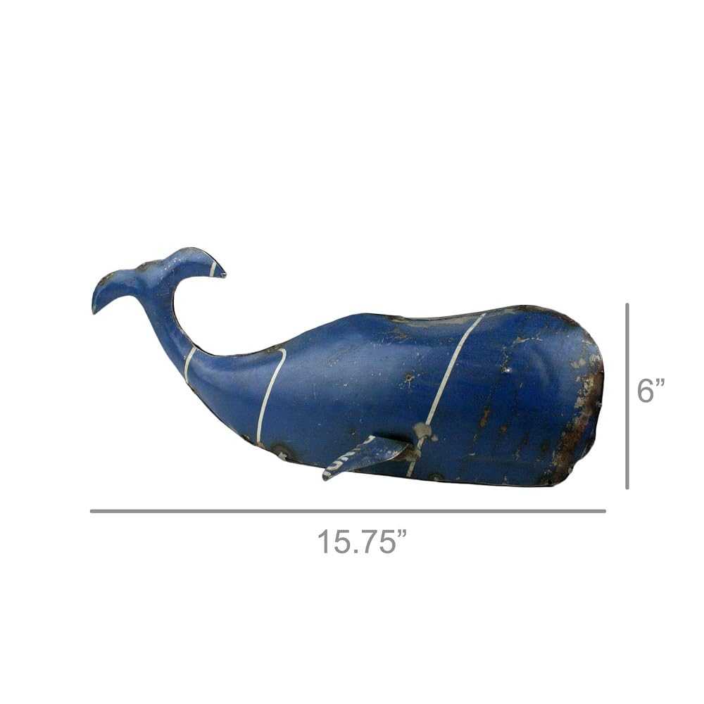 HomArt Reclaimed Metal Decorative Sculpture, Small Whale (5528-0)