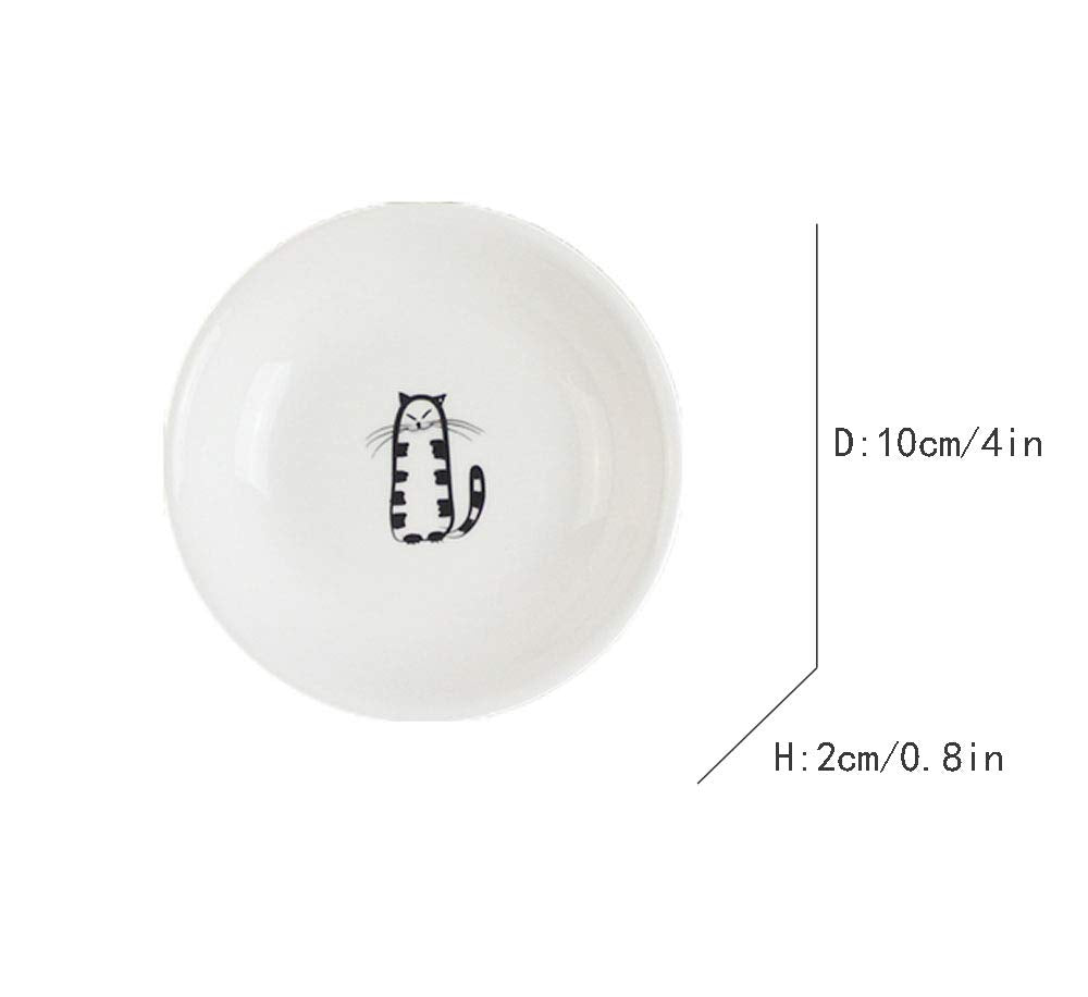FUYU 6pcs Cute Cat Ceramic Sauce Plate, Snack Plate, Side Dish, 4 inches