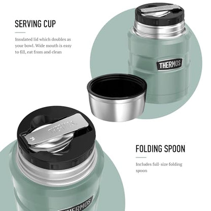 Thermos Stainless King Food Flask, 470ml Capacity - Sleek Multi- Purpose Flask for Daily Food Prep - Durable Stainless Steel with Classic Duck Egg Finish - Ideal for On-the-Go Meals & Drinks