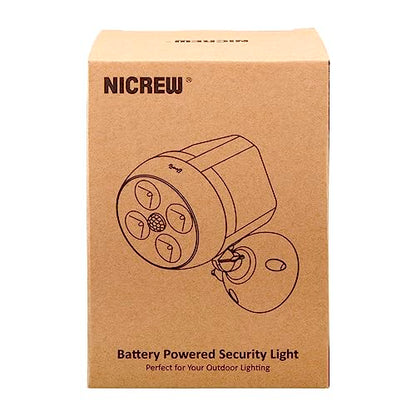 NICREW Battery Powered Outdoor LED Security Light 1 Pack, PIR Motion Sensor Spotlight, Weatherproof Outdoor Wall Light for Gardon Walkways, 600 Lumen