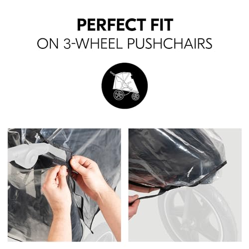 Hauck Universal 3 Wheel Raincover, Transparent - Fits 3 Wheeled Stollers, Pushchairs, Buggys & Prams, Waterproof & Durable, Reflective Trim