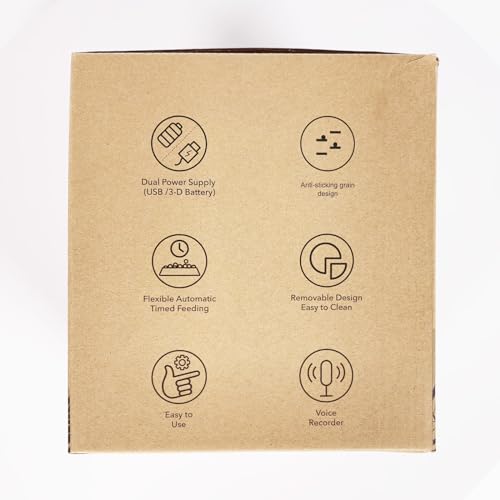 BEMOONY Automatic Cat Feeder, Cat Food Dispenser with 1-6 Meals, Customized Feeding Schedule for Cats & Dogs, Dual Power Supply, Double Lock, 10s Voice, 3L Pet Feeder Including Desiccant Bag, White