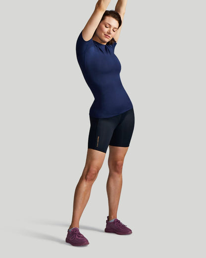 Tommie Copper Women's Dark Navy Short Sleeve Compression Shirt, XL, Shoulder Support for Female Adults
