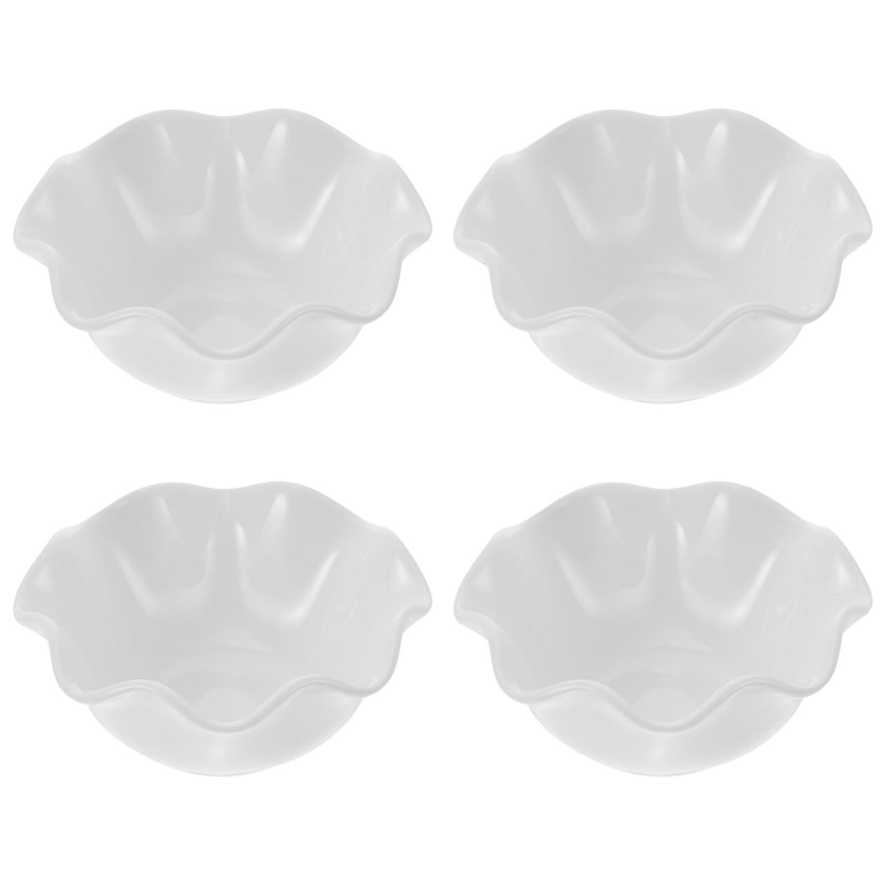 Zerodeko 4-Piece Lotus Leaf Shape Ceramic Sauce Bowls Set Small White Dipping Bowls for Salad Snacks Condiments 3.14X3.14X1.41 Inch