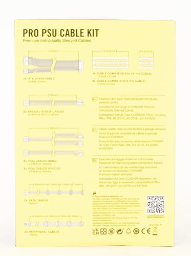 CORSAIR CP-8920224 Premium Individually Sleeved PSU Cables Pro Kit – Black, 2 Year Warranty, White