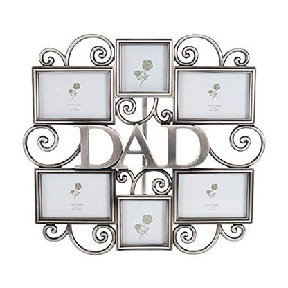 LASODY Dad Picture Frame,Cherish Every Memory,6 opening photo collage,Antique Silver,Father Day Giftsasody Fathers Day And Mothers Day Collage Picture Frame (3”X2“+2“x2", Dad)