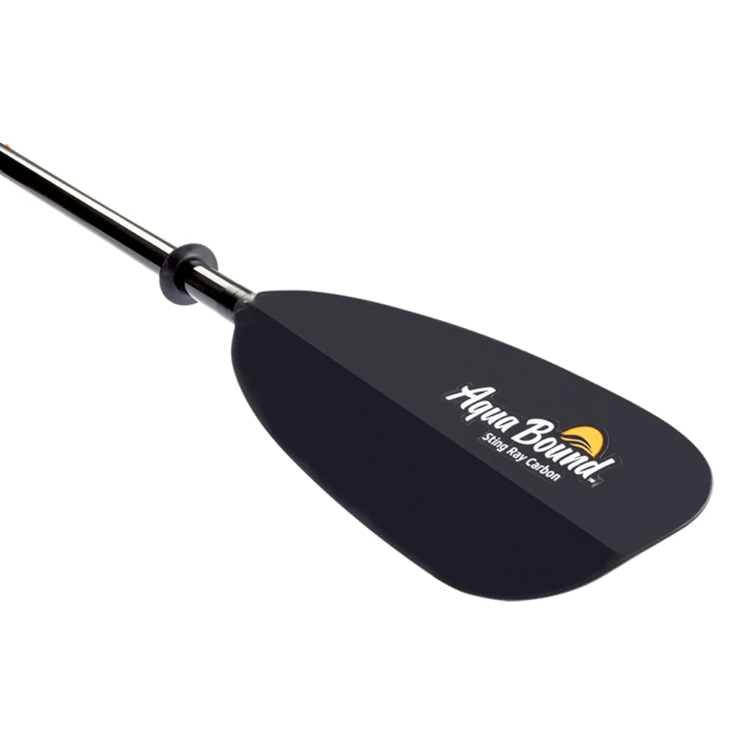AQUA BOUND Sting Ray Carbon 2-Piece Kayak Paddle with Posi-Lok™ Ferrule, Carbon Shaft, Reinforced Nylon Dihedral Blades for Flatwater Touring and Kayak Fishing (230 cm)