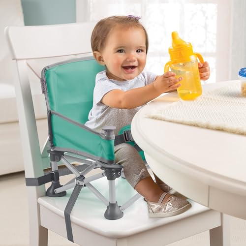 Summer by Bright Starts Pop 'N Sit Portable Booster Chair, Floor Seat, Indoor/Outdoor Use, Compact Fold, Teal, 6 Mos - 3 Yrs
