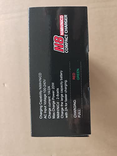 HTRC N8 NiMH Charger for 2-8s Nimh/NiCD Battery Pack(2.4V 3.6V 4.8V 6V 7.2V 8.4V 9.6V) of Airsoft RC Car RC Boat Drone,RC Charger for NiMH/NiCD Battery Pack with Standard/Mini Tamiya Connector