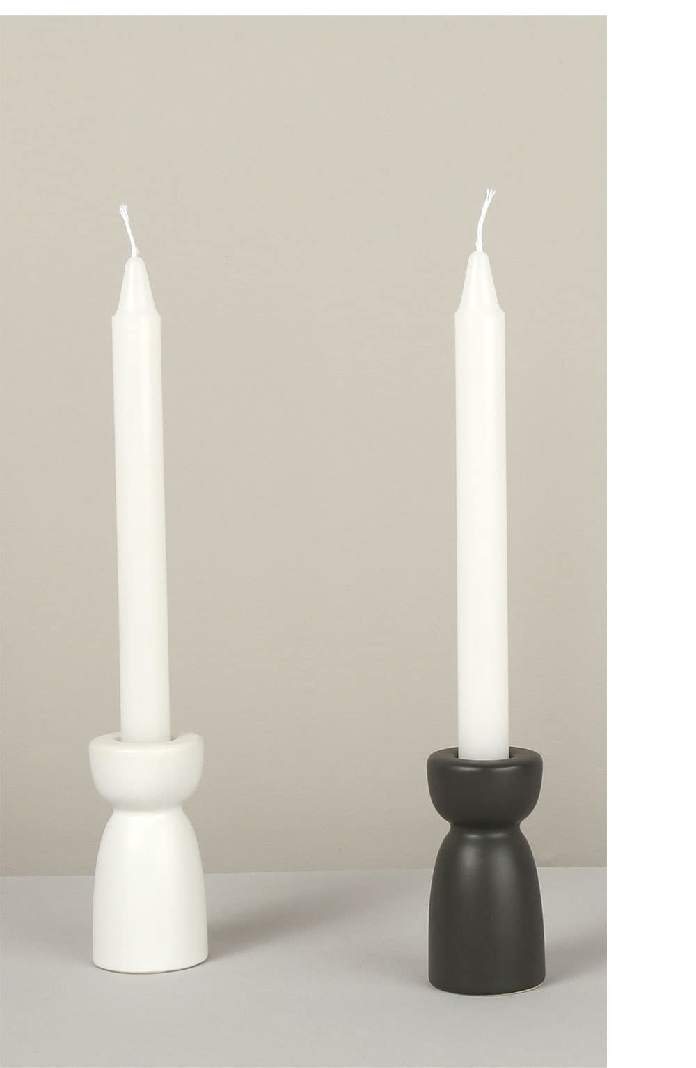 Candlestick Holders, Ceramic White Taper Candle Holder Candlelight Stand, Modern Boho Candle Holders for Desktop Table Setting Dining Bathroom Home Wedding Party Decoration,2 Pack
