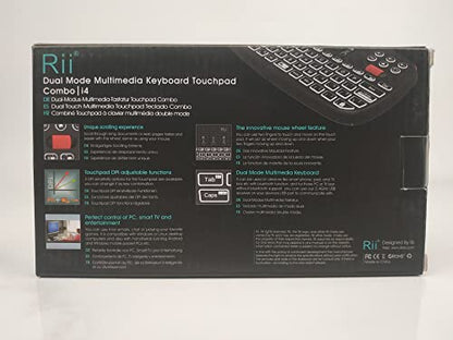New Dual Mode Wireless Multimedia Keyboard with Touchpad Mouse Rii I4 Bluetooth 4.0 with 2.4G Wireless Mini Keyboard with Scroll Button LED Backlit Rechargeable Battery