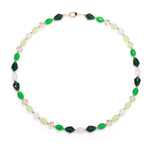 Gmissbabicoo Healing Crystal Necklace for Women Spiritual zircon Beads Handmade Cat Eye Gemstone with 18k Golden Plated Green Crystals Stones Beaded Necklaces with Jewelry Box