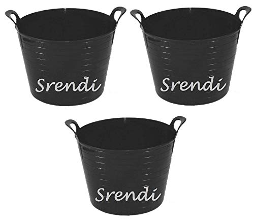 Easy Shopping 3 x 26 Litre Flexi Tub Garden Home Flexible Colour Rubber Storage Container Bucket Polyethylene Flex Tub- MADE IN U.K. (Black)