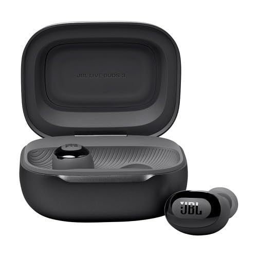 JBL Live Buds 3 - True Wireless Noise-Cancelling Bud-Type Earbuds, 40Hrs Total Playback, Wireless Charging, 6 Mics for Perfect Calls, Multi-Point Connection, IP55 Waterproof and dustproof (Black)