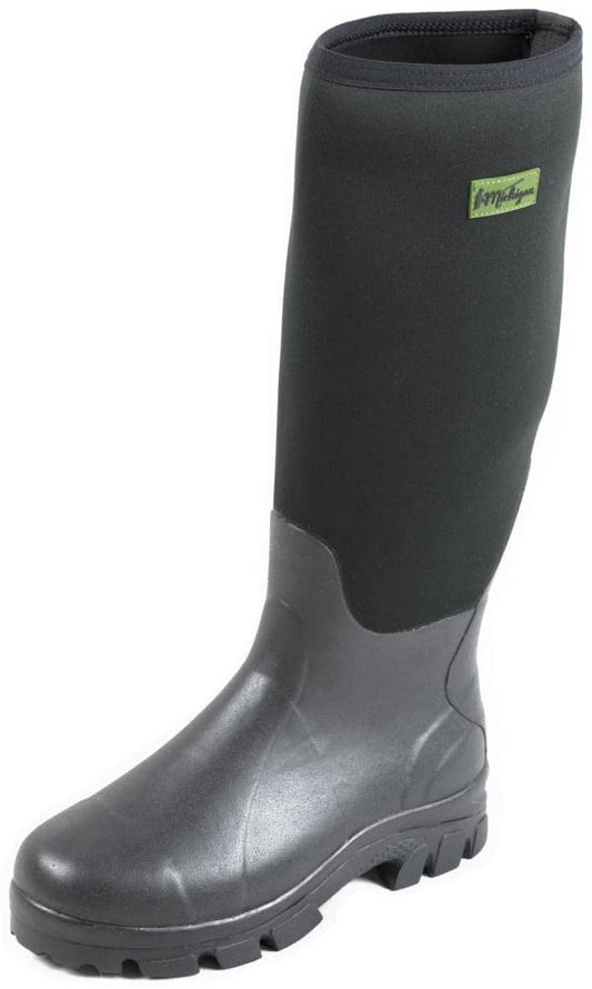 Michigan Black Neoprene Waterproof Wellington Muck Field Fishing Boots Size 9