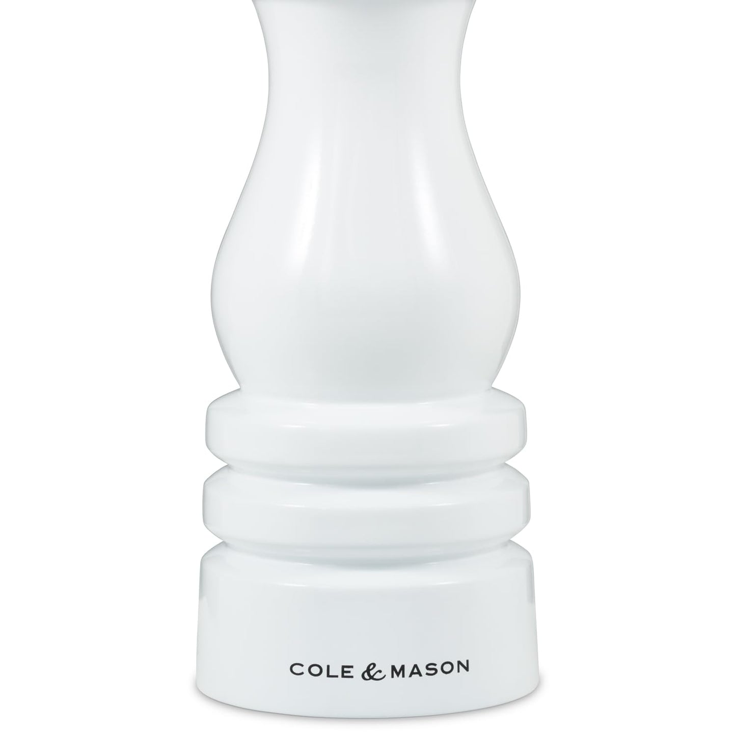 Cole & Mason H233095 London White Gloss Salt and Pepper Mill Set, Precision+ Carbon/Ceramic Mechanisms, Salt and Pepper Grinders with Adjustable Grind, Beech Wood, 180mm, Gift Set