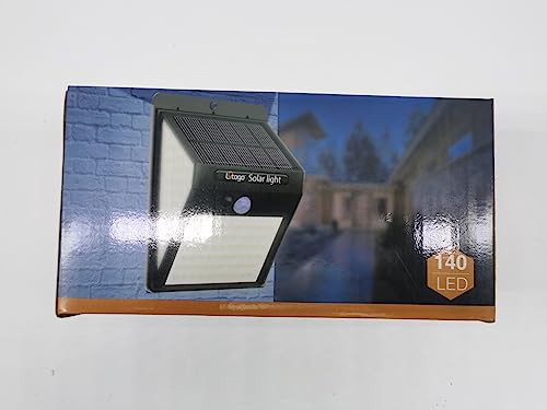 litogo [4 Pack 140LED Solar Security Lights Outdoor, Solar Motion Sensor Lights 270ºWide Angle Waterproof Solar Powered Durable Wall Lights Outside 3 Modes for Garden Fence Door Yard Garage Pathway