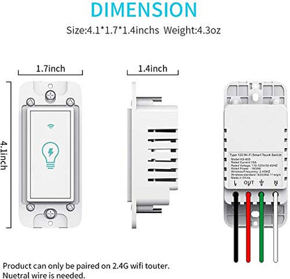 Smart Light Switch, Compatible with Alexa, Google Assistant, IFTTT, WiFi Light, Neutral Wire Required, Schedule Setting APP Remote Control, ETL, No Hub Required (Smart Switch 2pack)