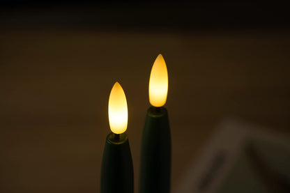 Stmarry Green Flameless Taper Candles with Remote Control - 11 Inch LED Candlesticks Battery Operated, Realistic 3D Flame with Wick, Timer, Christmas Decor - Set of 6