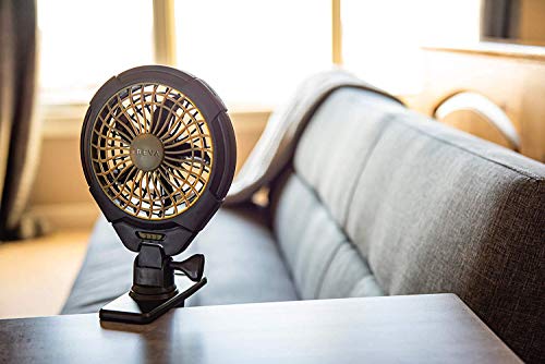 Treva 5 Inch Battery Powered Clip Slim and Portable Cooling Fan with Clamp for Travel, Outdoor,Camping, Car, Office Desk, Baby Stroller - Multi-Directional Rotating and Adjustable Head (2 Pack)