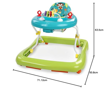 Bright Starts Giggling Safari Walker with Easy Fold Frame for Storage, Ages 6 Months +