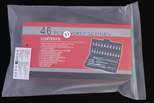 HSEAMALL 46PCS Socket Set, 1/4 Inch Drive Metic Socket Driver Bits Set with Quick-Release Ratchet Wrench,Extension Bars for Car Bicycle Motor