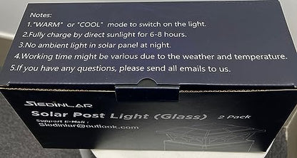 Siedinlar Solar Post Cap Lights Outdoor, 2 Modes Solar Powered Waterproof Fence Deck Light for 4x4 5x5 6x6 Posts Garden Patio Decoration Warm White & Cool White, Black (2 Pack)