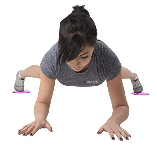 Synergee Power Pink Core Sliders. Dual Sided Use on Carpet or Hardwood Floors. Abdominal Exercise Equipment