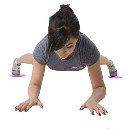 Synergee Power Pink Core Sliders. Dual Sided Use on Carpet or Hardwood Floors. Abdominal Exercise Equipment