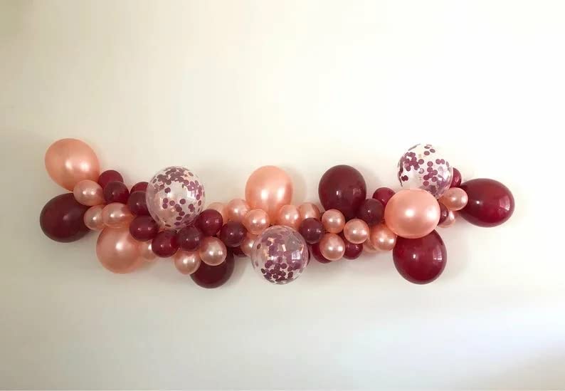 140Pcs DIY Burgundy Garland Balloons Kits with 18/12/10/5Inch Metallic Chrome Balloons for Birthday Party Celebration Graduation Wedding Baby Shower Ceremony Anniversary Balloon Chain. (Burgundy)