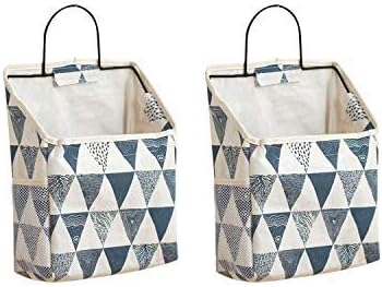 2 Pcs Wall-Hanging Storage Bags, Desktop Organizer Basket Cotton Linen Hanging