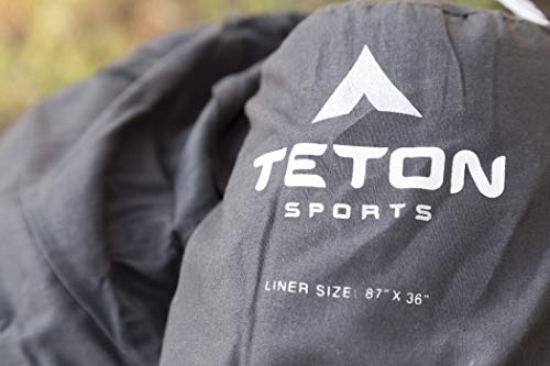 TETON Sports XL Sleeping Bag Liner; A Clean Sheet Set Anywhere You Go; Perfect for Travel, Camping, and Anytime You’re Away from Home Overnight; Machine Washable