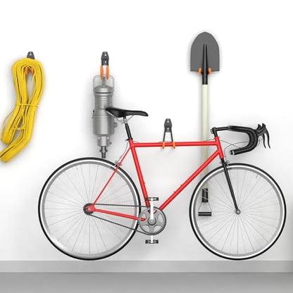 Kitmiido Steel Garage Storage Hooks - 12 Pack Anti-Slip Coating, Heavy Duty Wall Mount Hooks for Hanging Bike, Ladder, Garden Tools (Orange)