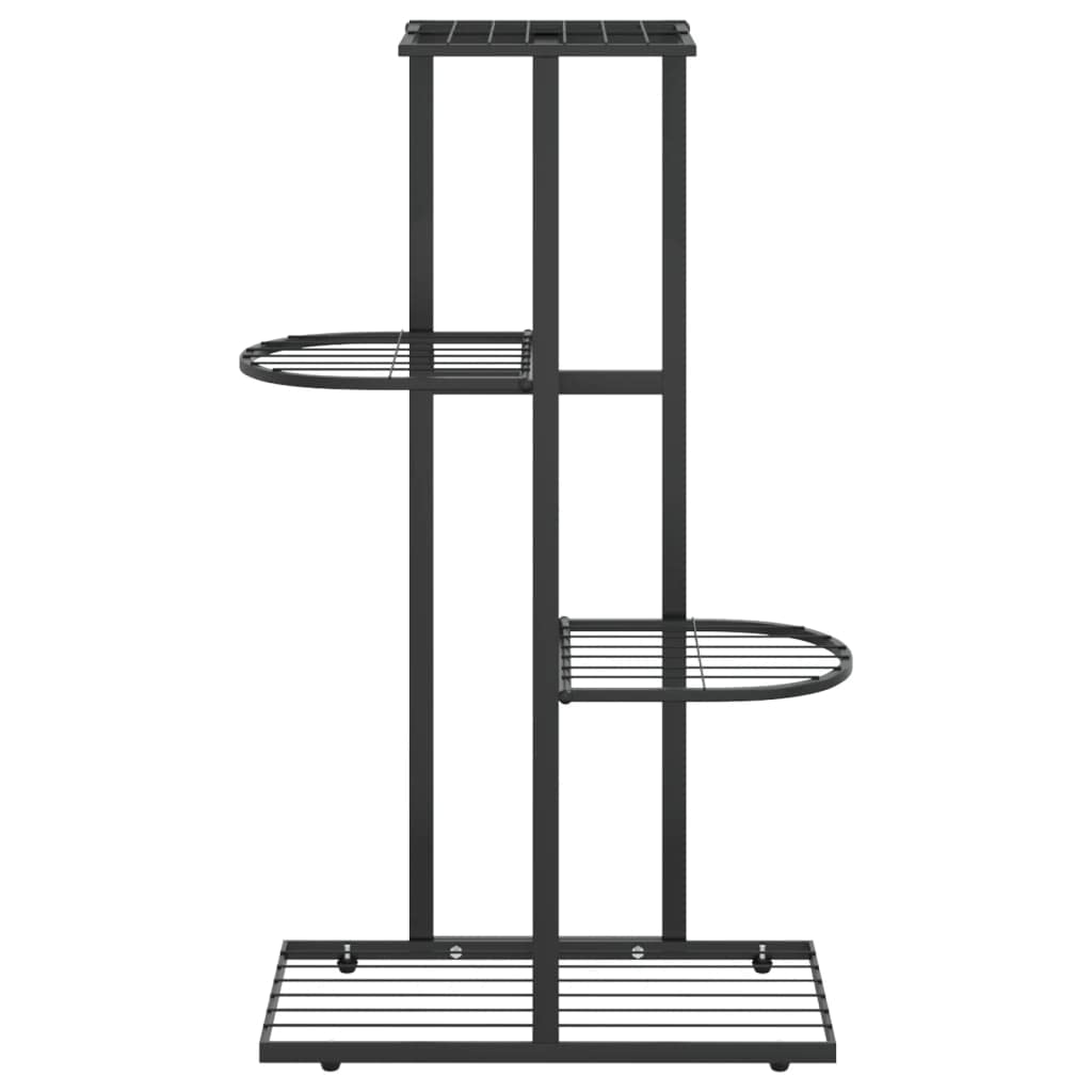 Qnhdfrt 4 Tier Black Metal Plant Stand Indoor Outdoor for Plants Flowers Decor Rectangular Powder Coated Steel Space Saving Shelf, for Living Room Balcony Garden Patio