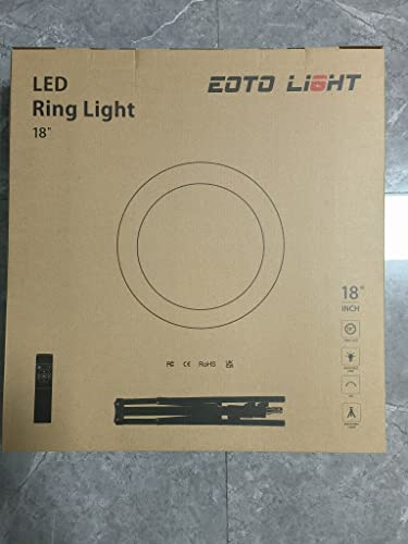 Upgraded 18 inch LED Ring Light with Tripod Stand, Ring Light with Touch Panel for Makeup Studio Portrait YouTube Vlog Video Shooting with Remote Controller, CRI>90
