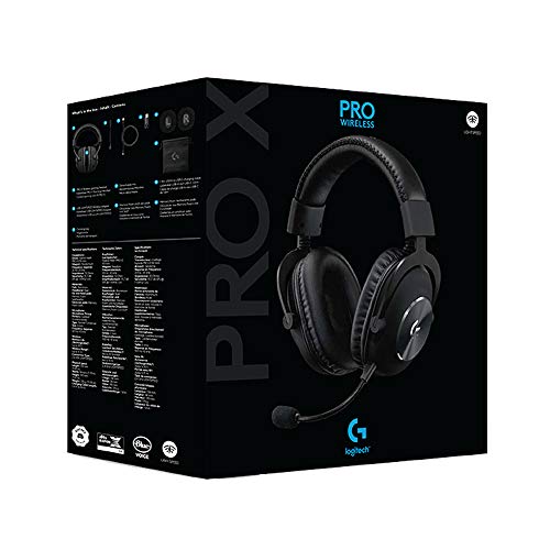 Logitech G PRO X Wireless Lightspeed Gaming Headset Gen 1: Blue VO!CE Mic Filter Tech, 50 mm PRO-G Drivers, and DTS Headphone:X 2.0 Surround Sound - Black
