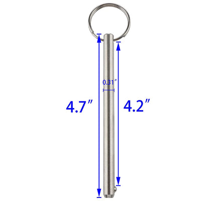 2 Pack Quick Release Pin, Diameter 5/16"(8mm), Overall Length 4.72"(120mm), Usable Length 4.13"(105mm), Full 316 Stainless Steel, Bimini Top Pin, Marine Hardware