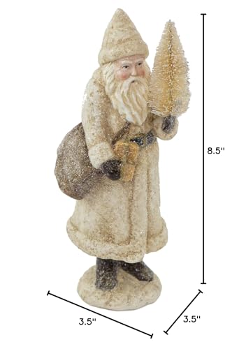 RAZ Imports Glittered Resin Santa Figure (White)