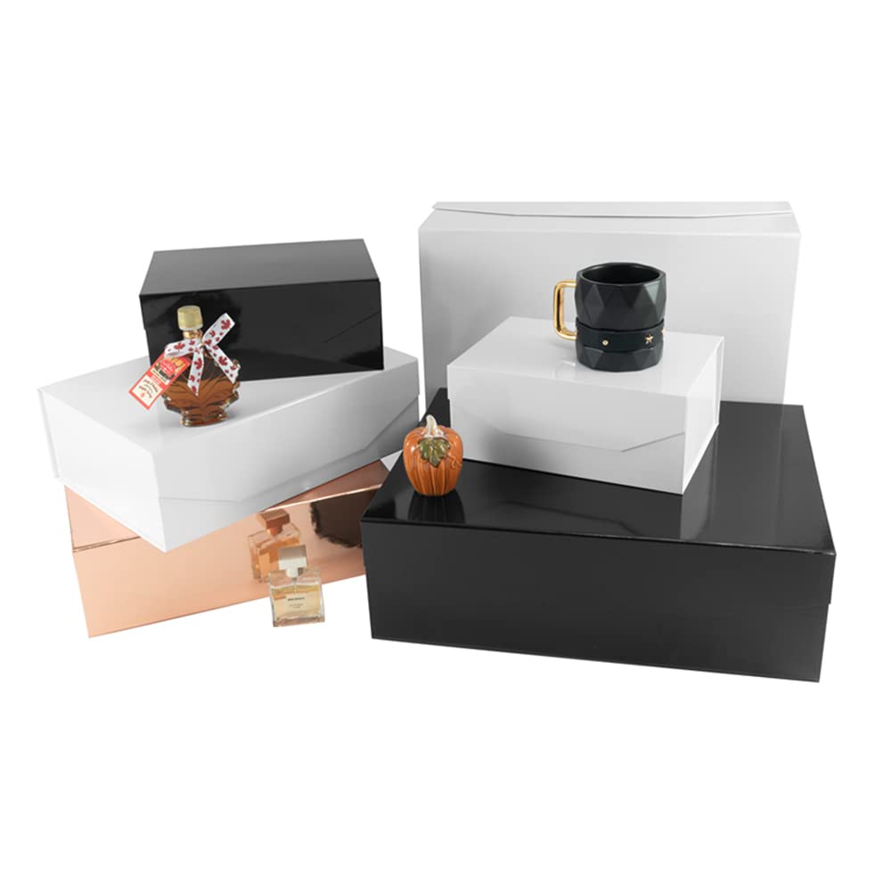 PACKGILO 1Pcs 13x9x4 Inches Silver Gift Boxes with Lids for Presents Magnetic gift box large Gift Box for Bridesmaid Proposal，Groomsman (Glossy Silver)