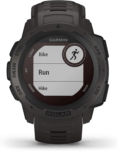 Garmin Instinct Solar, Solar-powered Rugged Outdoor Smartwatch, Built-in Sports Apps and Health Monitoring, Graphite