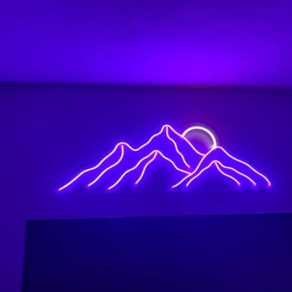 LED Decorative Lights USB Mountains Sunrise Sunset Led Neon Signs Home Decoration Wall Art Holiday Gift Brightness Adjustable 16.5''x11.8''