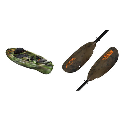 Pelican Basscreek 100XP Fishing Kayak and Standard Kayak Paddle Bundle