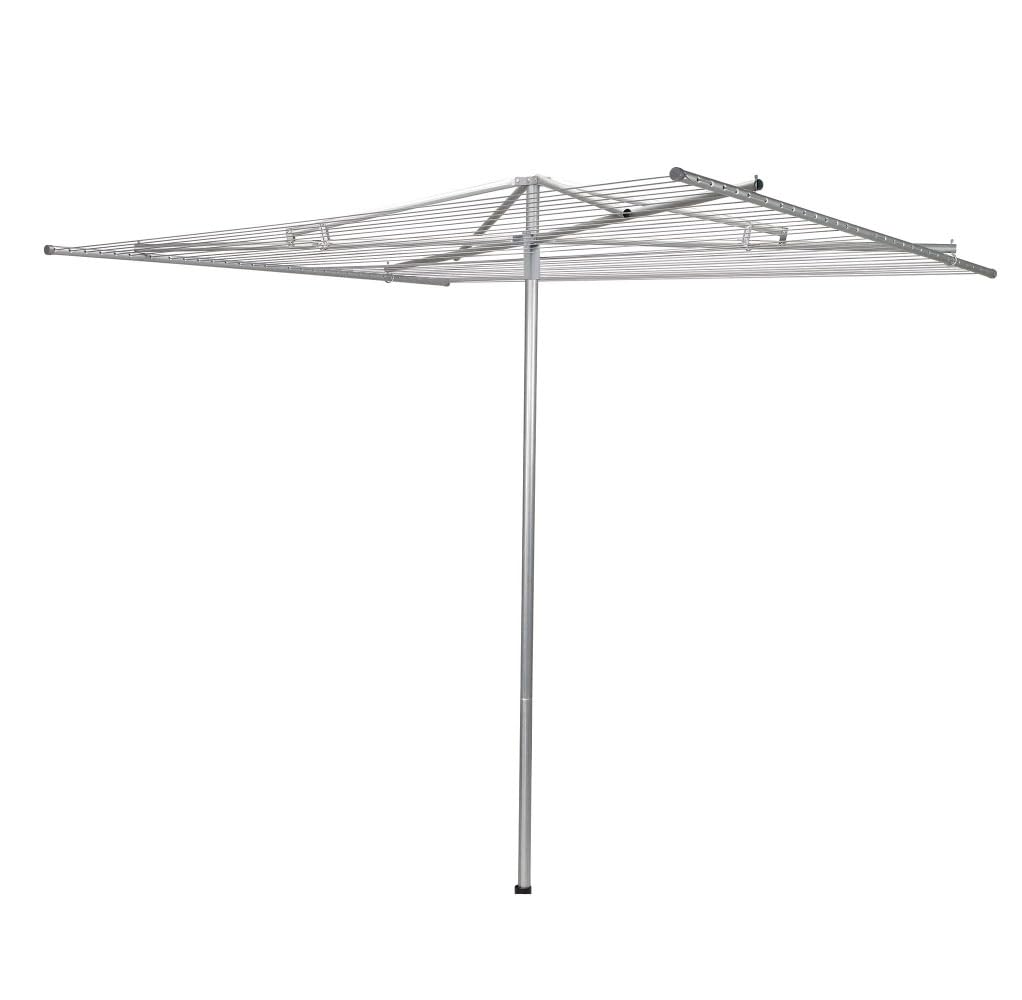 Household Essentials 17130-1 Rotary Outdoor Umbrella Drying Rack | Aluminum | 30-Lines with 210 ft. Clothesline,Silver