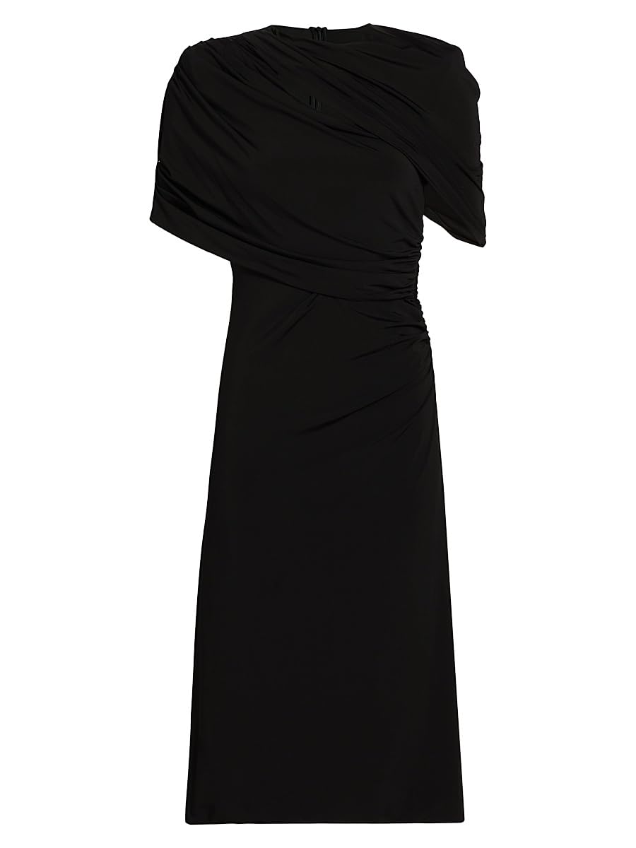 Stella McCartney, Draped Cape Midi-Dress, 40 (4-6), Black