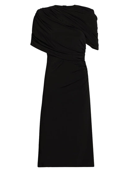 Stella McCartney, Draped Cape Midi-Dress, 40 (4-6), Black